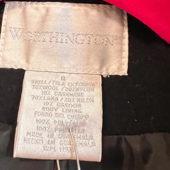 Worthington Black Wool/Cashmere Blend Long Trench Coat - Size 8​ - Picture 2 of 11